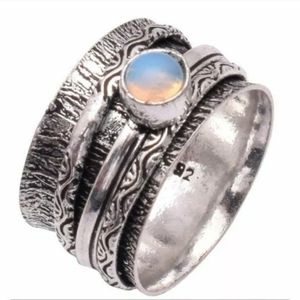 New Opalite Silver Spinner Meditation Ring.